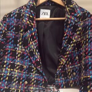Zara Women's Multicolor Tweed Jacket
